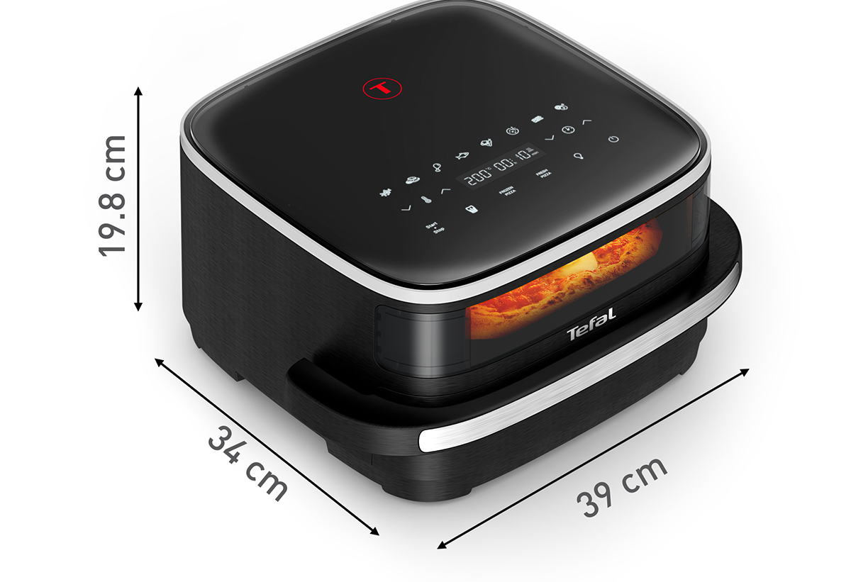 Απεικονίζεται η φριτέζα με τις διαστάσεις της.